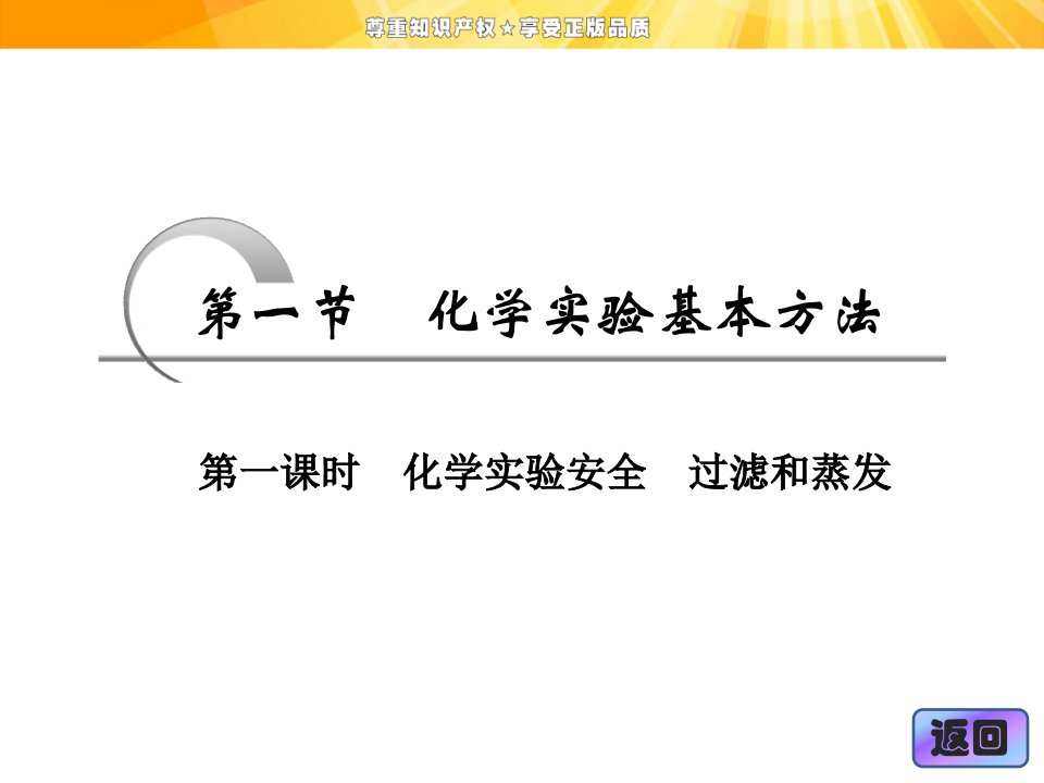 高一化学人教版必修一课件第一章第一节第一课时化学实验安全过滤和蒸发