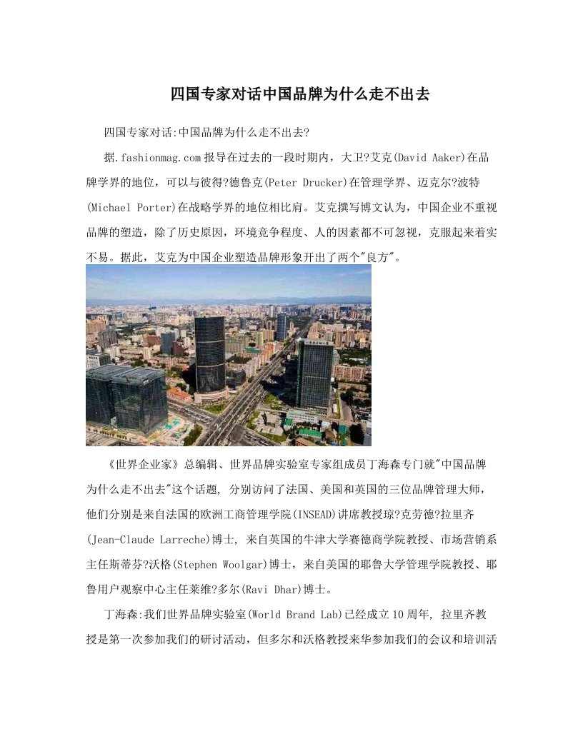 四国专家对话中国品牌为什么走不出去