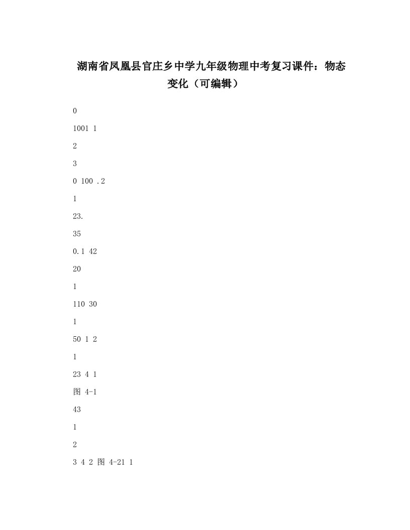 湖南省凤凰县官庄乡中学九年级物理中考复习课件：物态变化（可编辑）