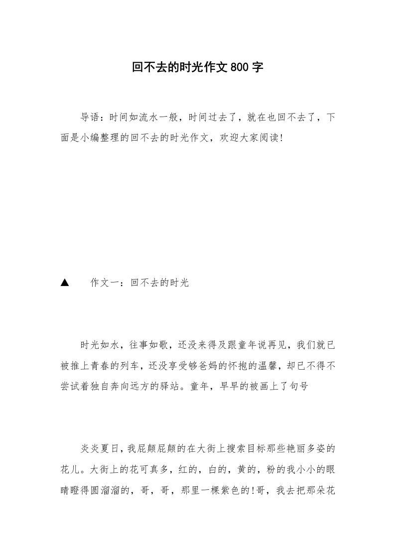 回不去的时光作文800字