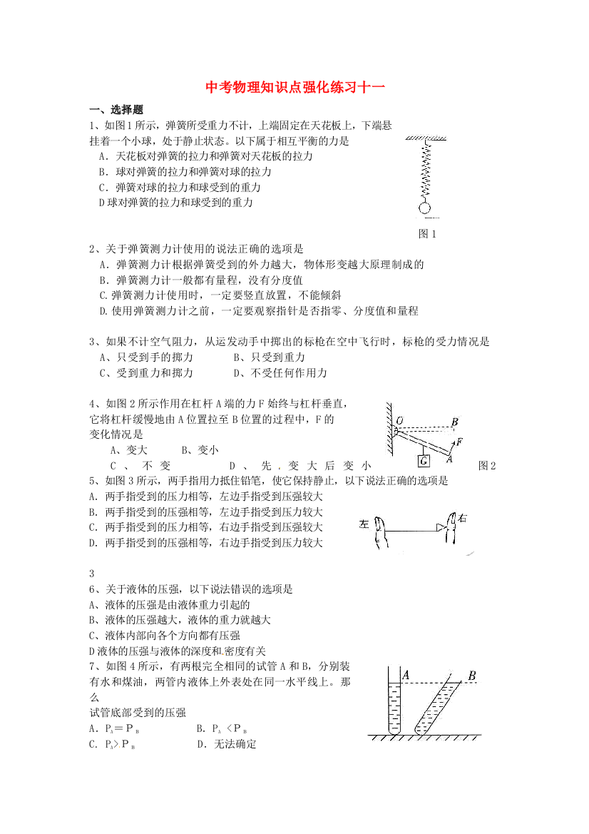 （整理版）中考物理知识点强化练习十一