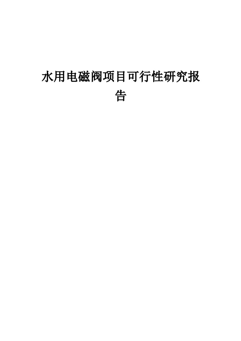 2024年水用电磁阀项目可行性研究报告