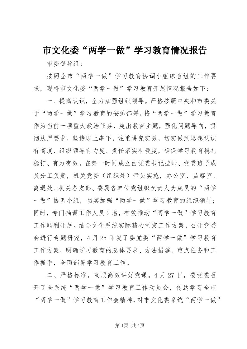 6市文化委“两学一做”学习教育情况报告