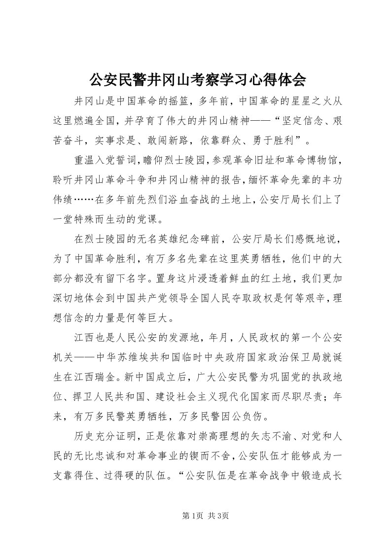 公安民警井冈山考察学习心得体会