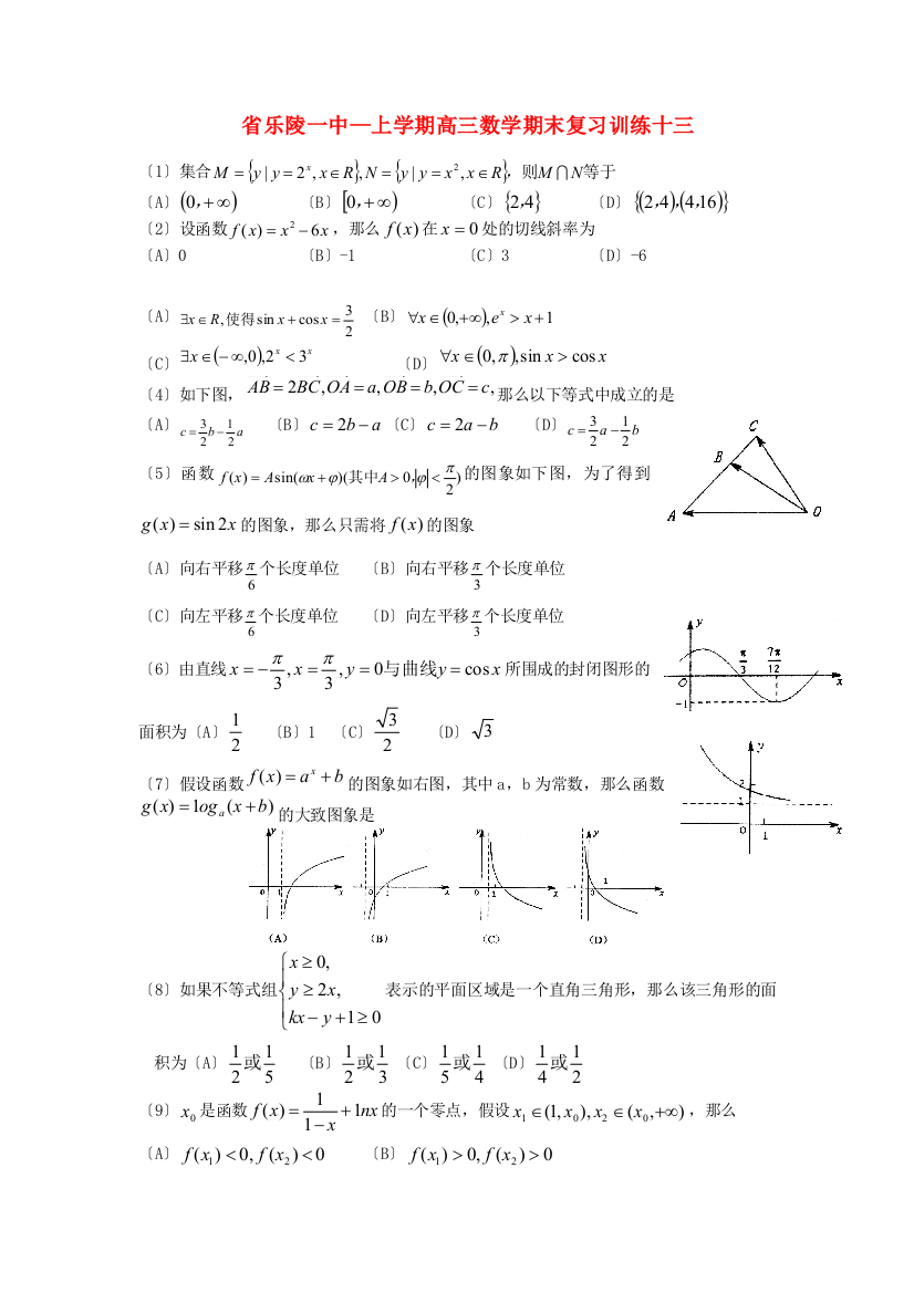 （整理版）乐陵一中上学期高三数学期末复习训练十三