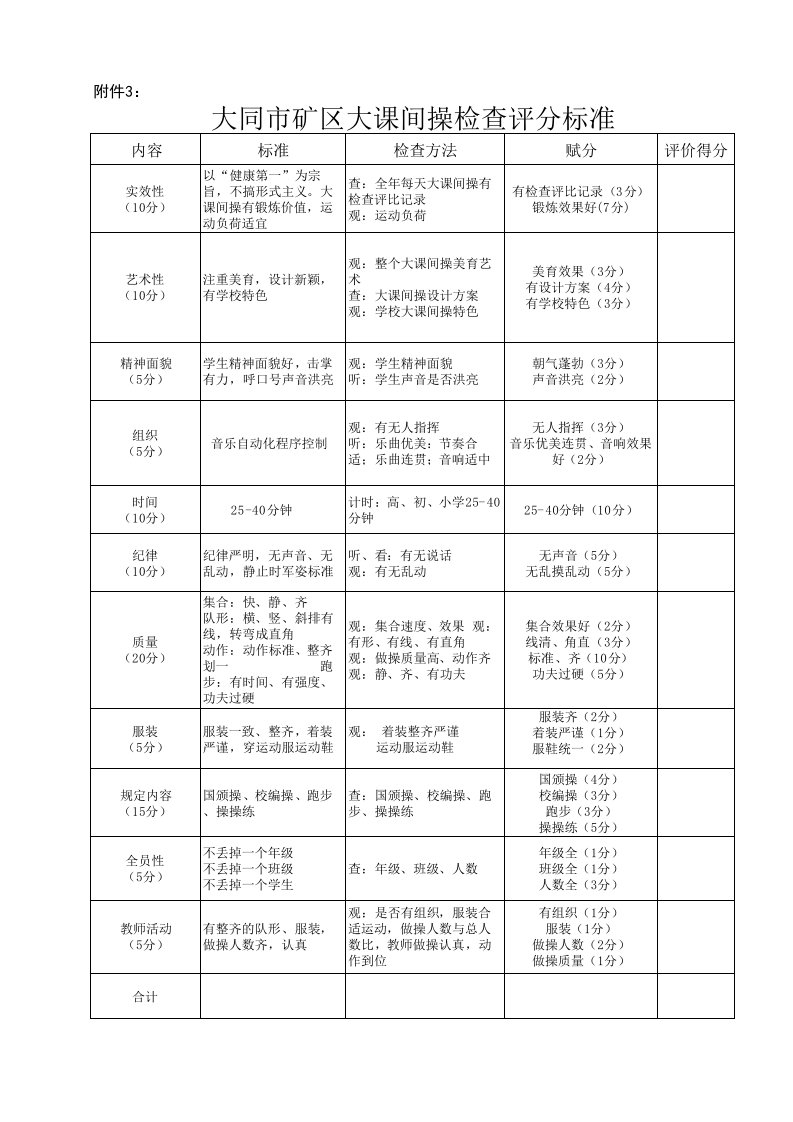 大课间操评分标准(附件3)