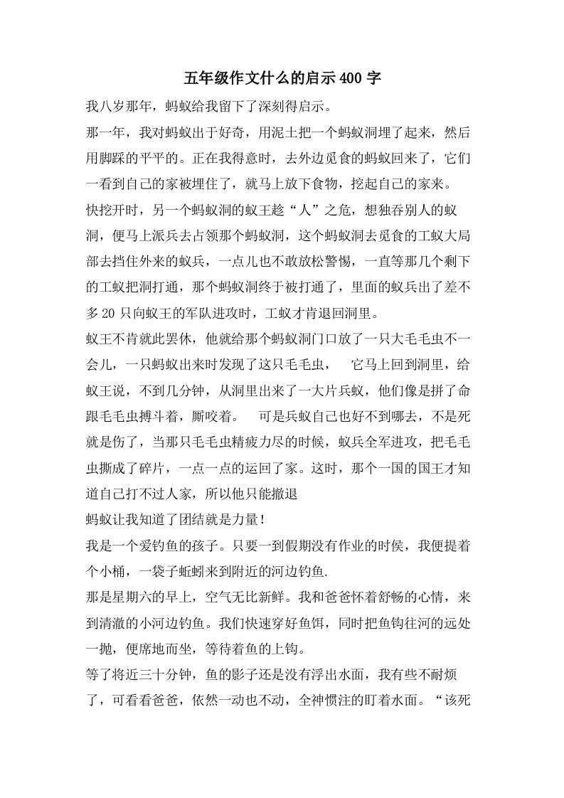 五年级作文什么的启示400字