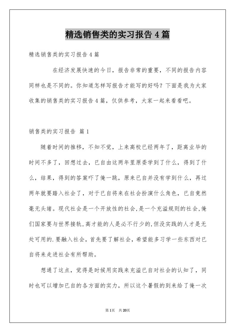 销售类的实习报告4篇例文