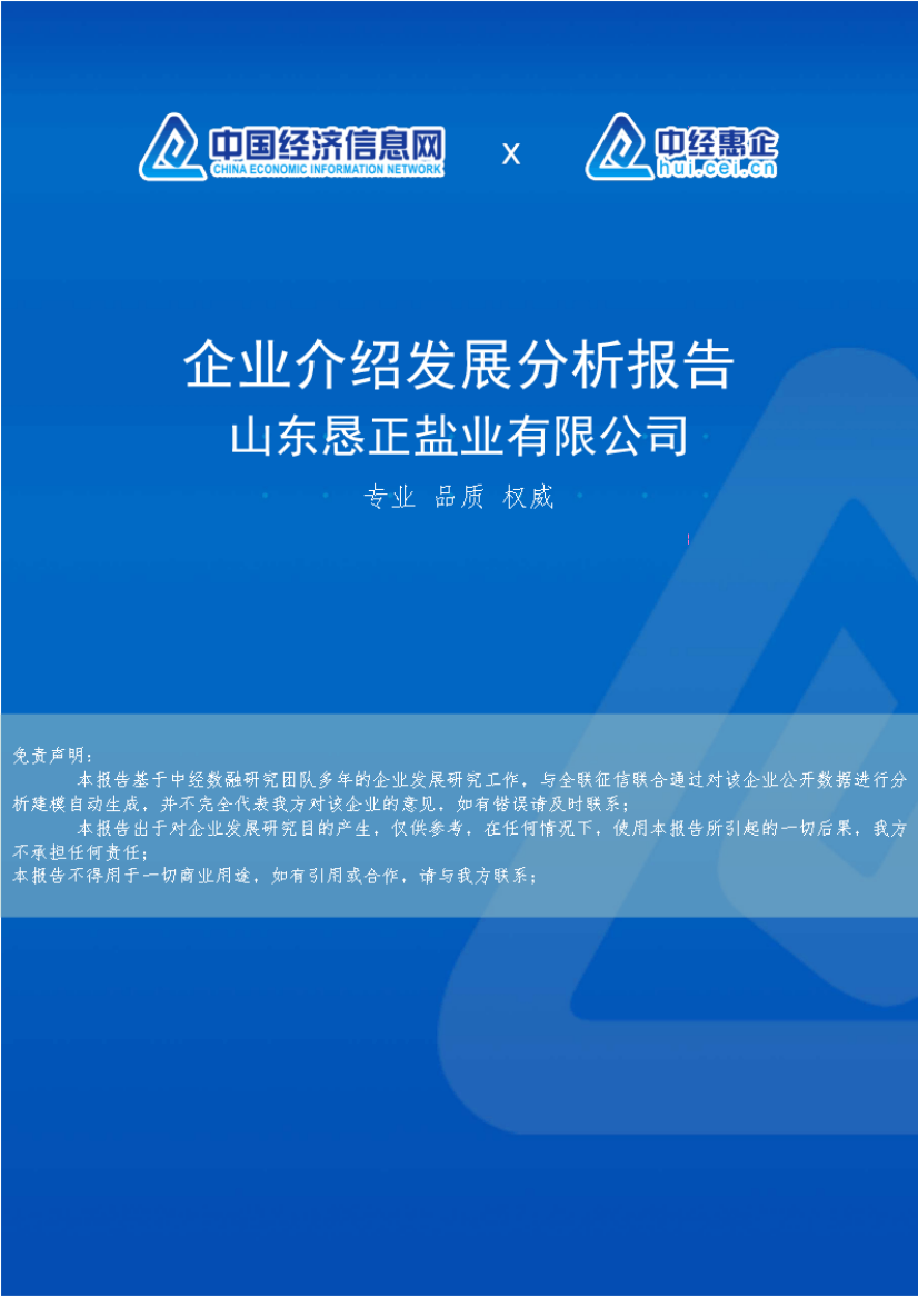 山东恳正盐业有限公司介绍企业发展分析报告