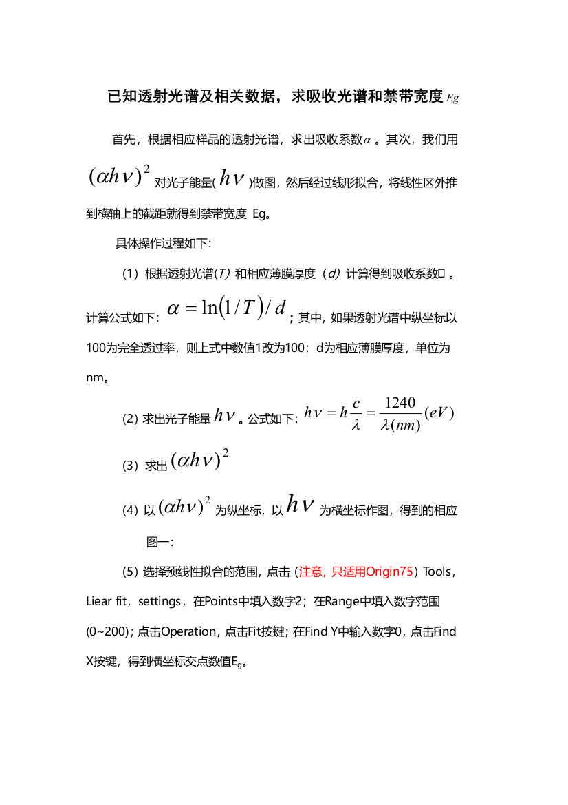 通过透射率求光学带隙