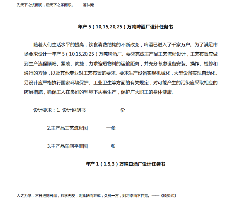 食品工厂设计任务书范文