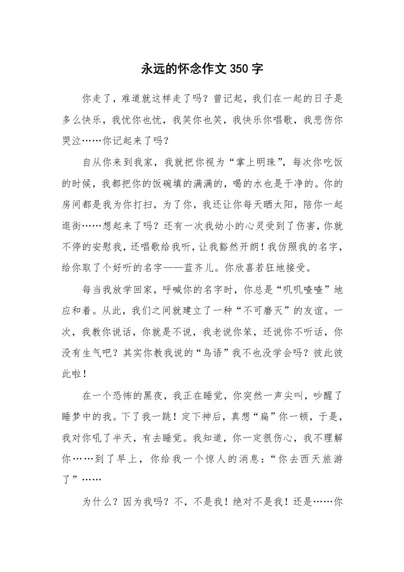 永远的怀念作文350字