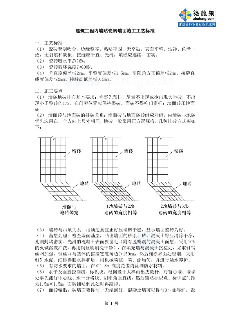 工艺工法qc建筑工程内墙贴瓷砖墙面施工工艺标准