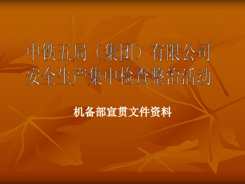 [精选]某公司安全生产集中检查整治活动宣贯文件