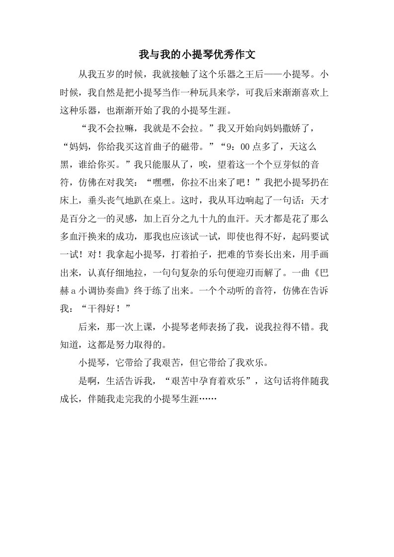 我与我的小提琴作文