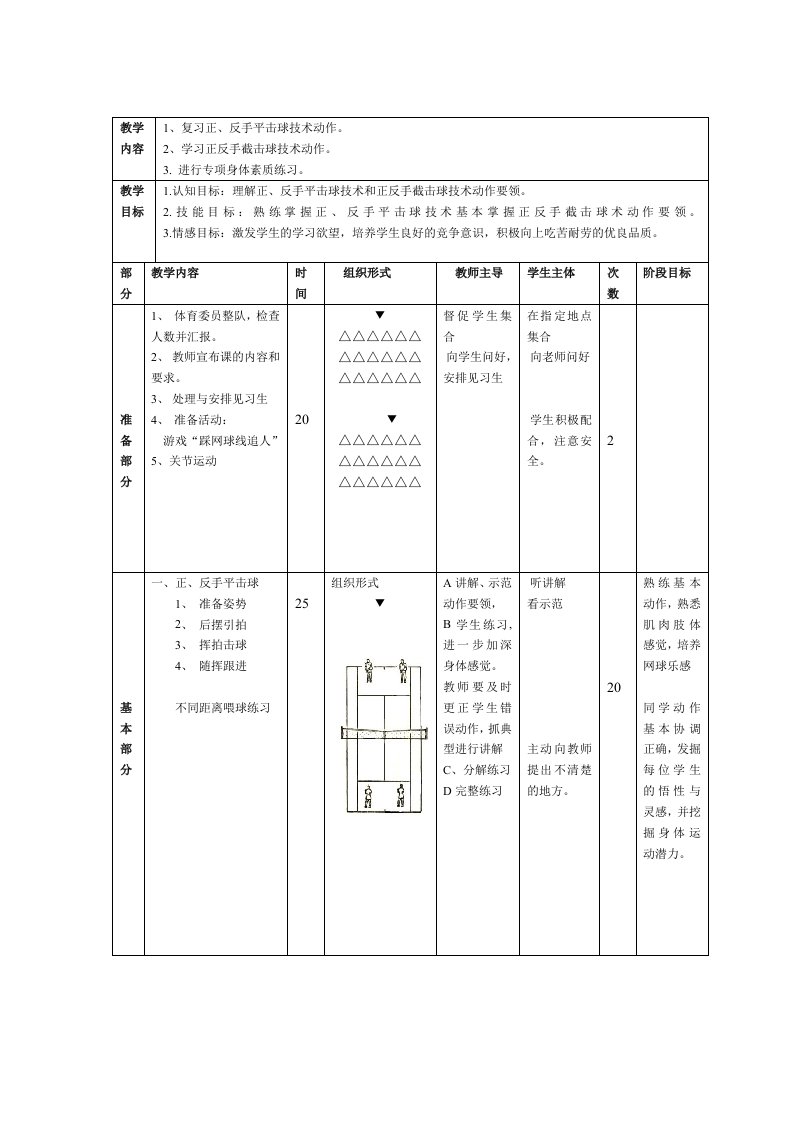 网球截击教案