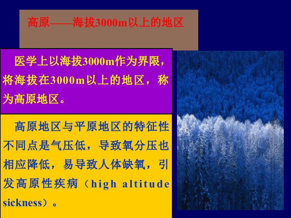 高原海拔3000m以上的地区