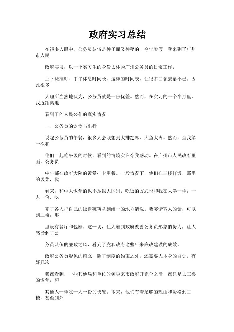 政府实习总结