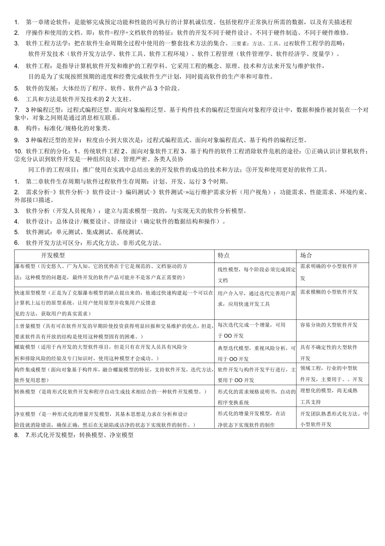 软件工程-原理、方法与应用重点