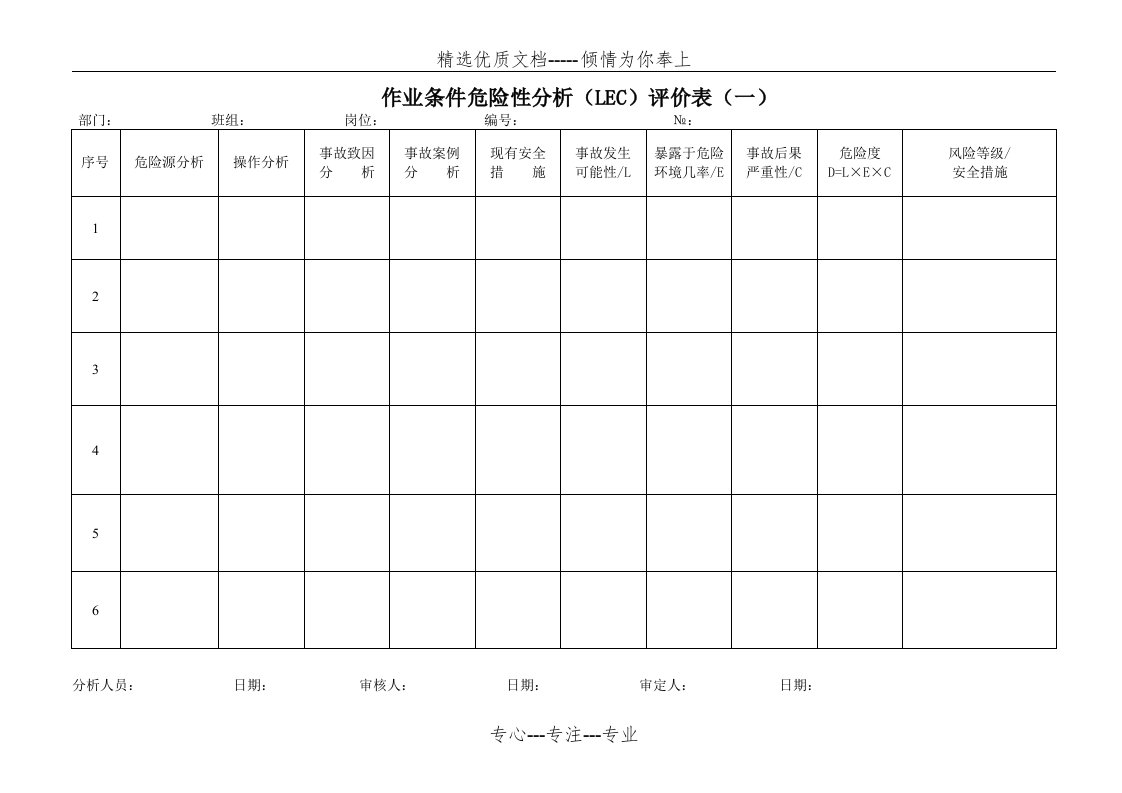 作业条件危险性评价表LEC(共4页)