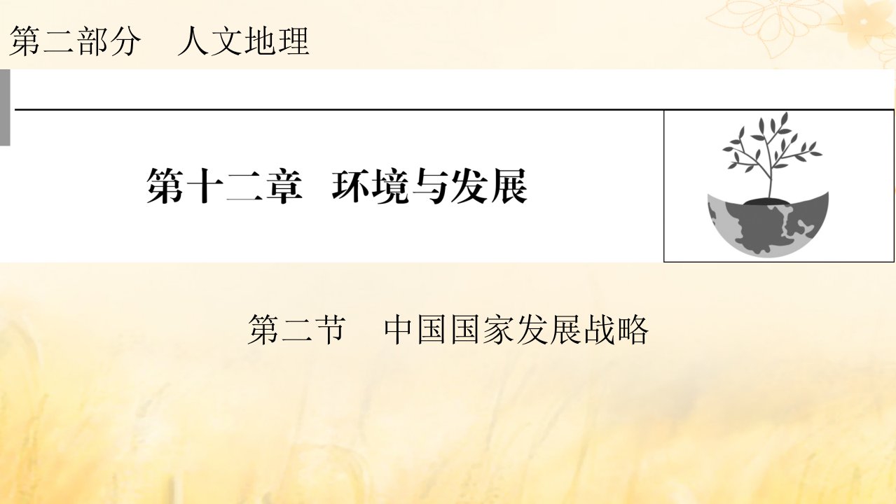 2023版高考地理一轮总复习第二部分人文地理第十二章环境与发展第二节中国国家发展战略课件