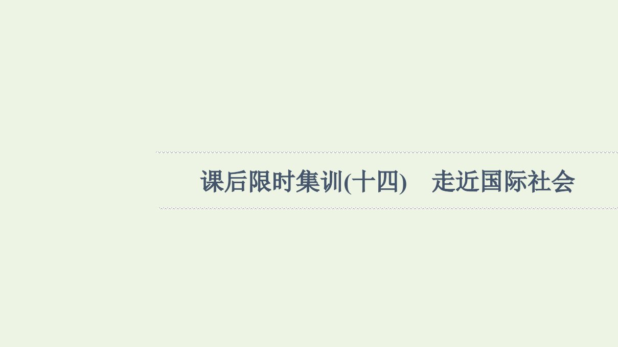 江苏专用高考政治一轮复习课后集训14走近国际社会课件