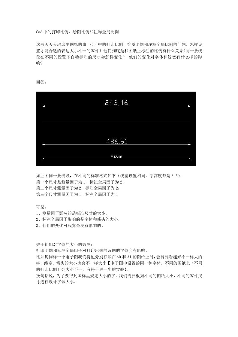 Cad中的打印比例,绘图比例和注释全局比例