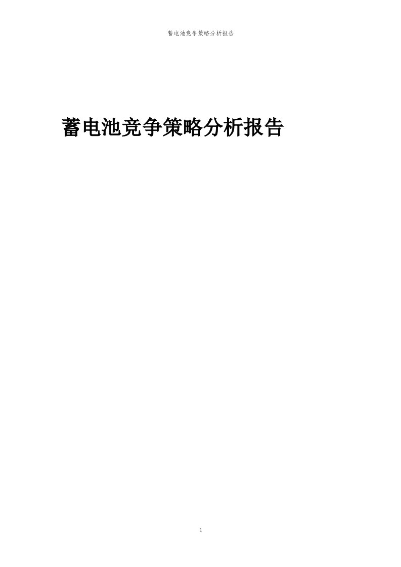 蓄电池竞争策略分析报告