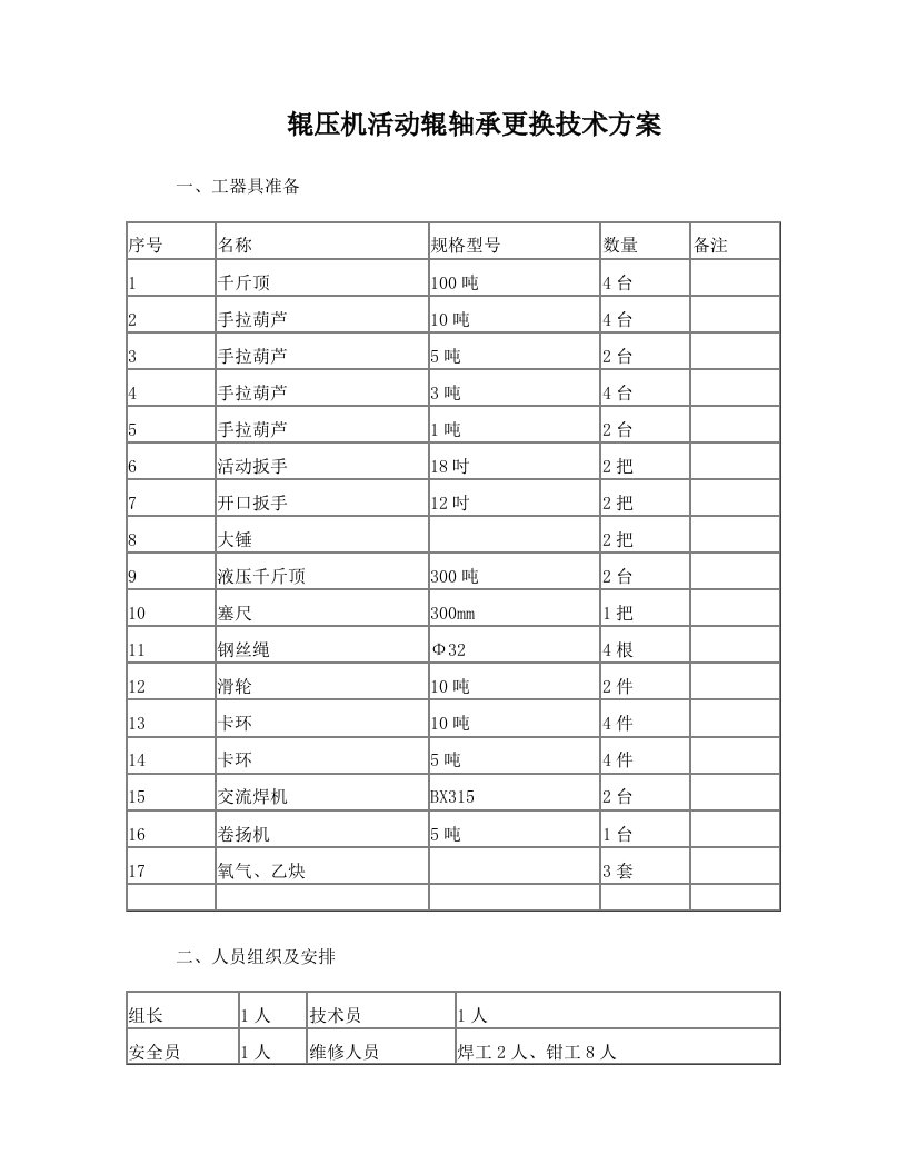 辊压机辊子更换技术方案