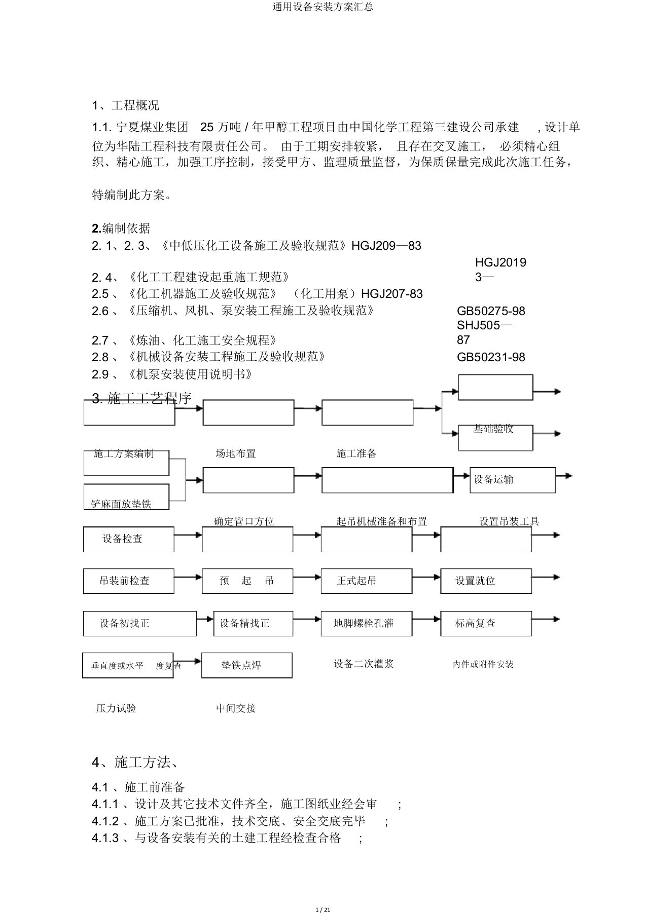 设备安装方案汇总