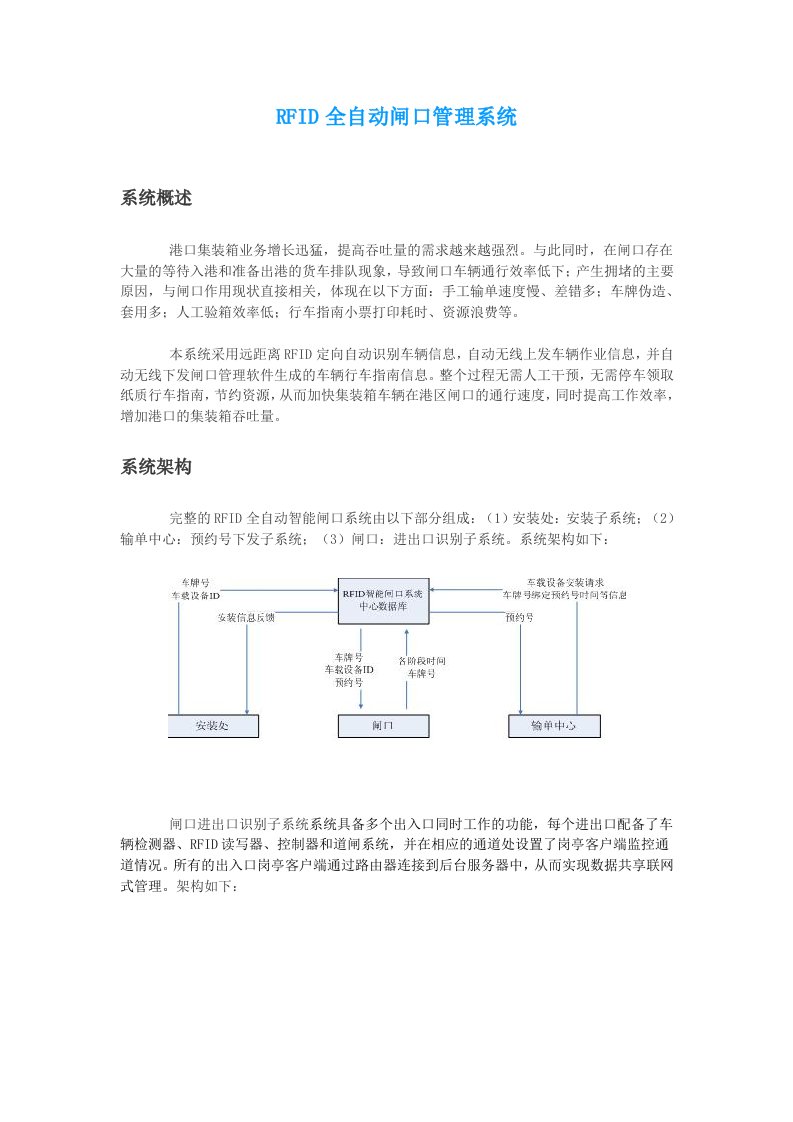 RFID全自动闸口管理系统