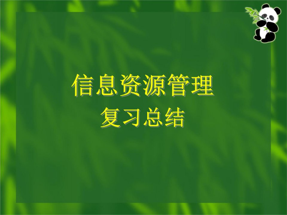 信息资源管理期末复习资料课件