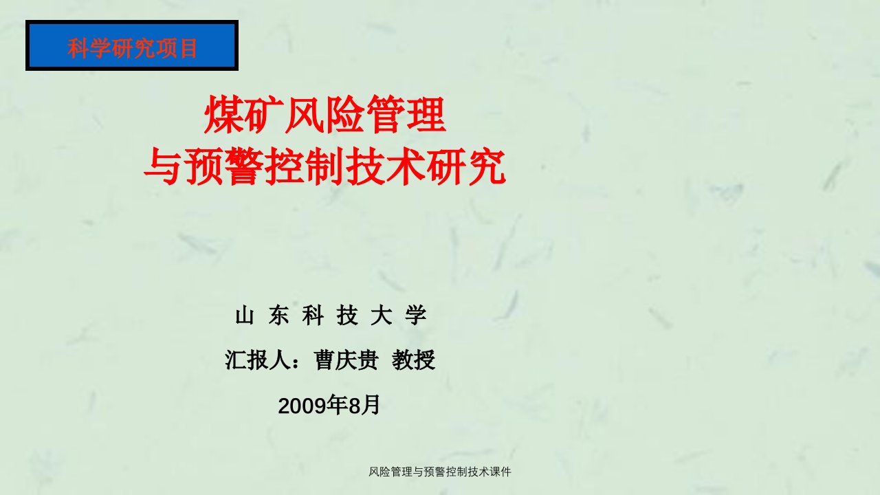 风险管理与预警控制技术课件