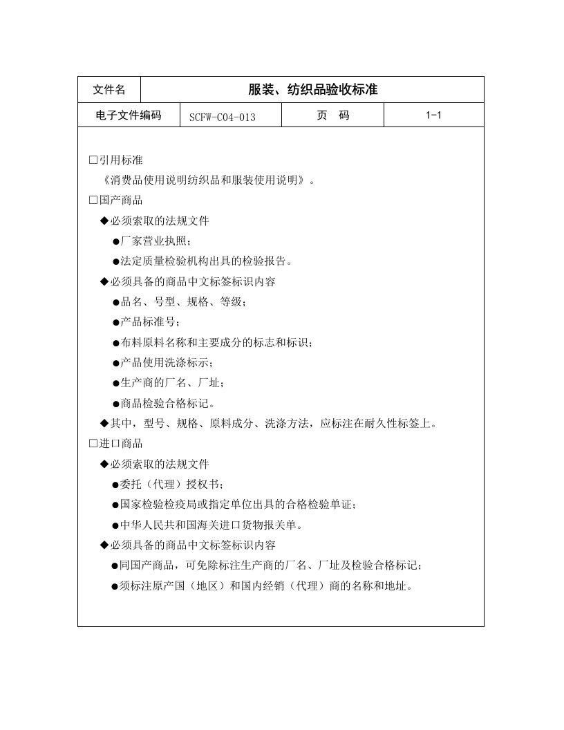 服装行业管理-13服装、纺织品验收标准