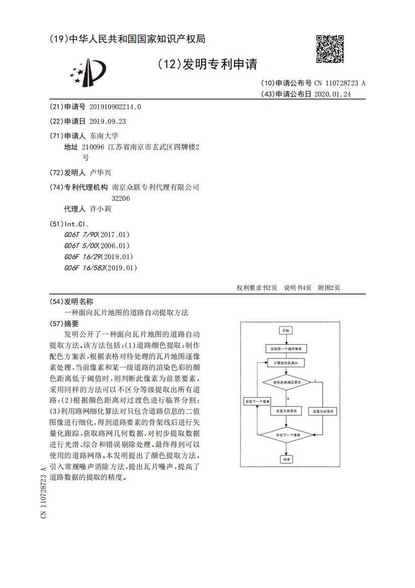 一种面向瓦片地图的道路自动提取方法