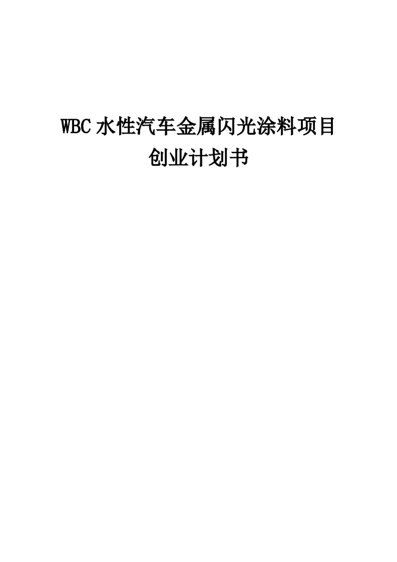 WBC水性汽车金属闪光涂料项目创业计划书