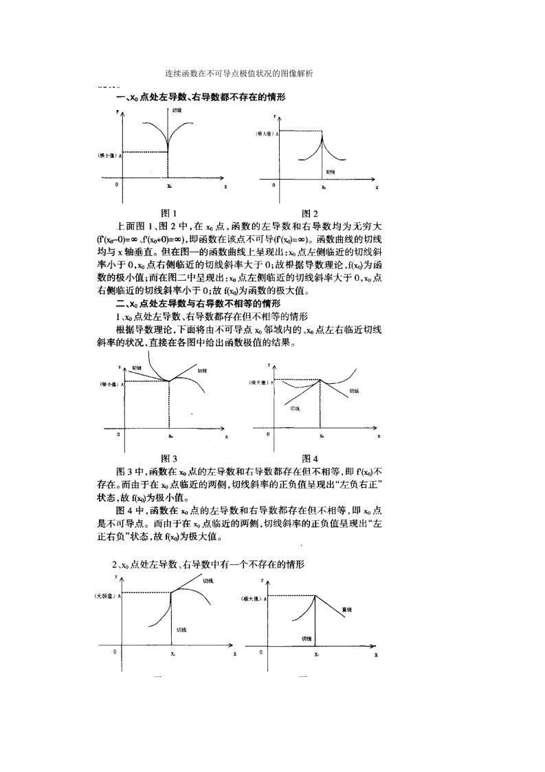 连续函数在不可导点极值状况的图像解析