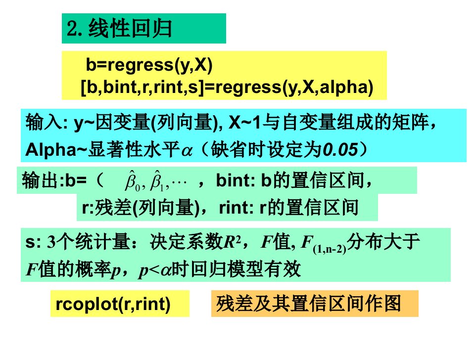 MATLAB中多元线性回归