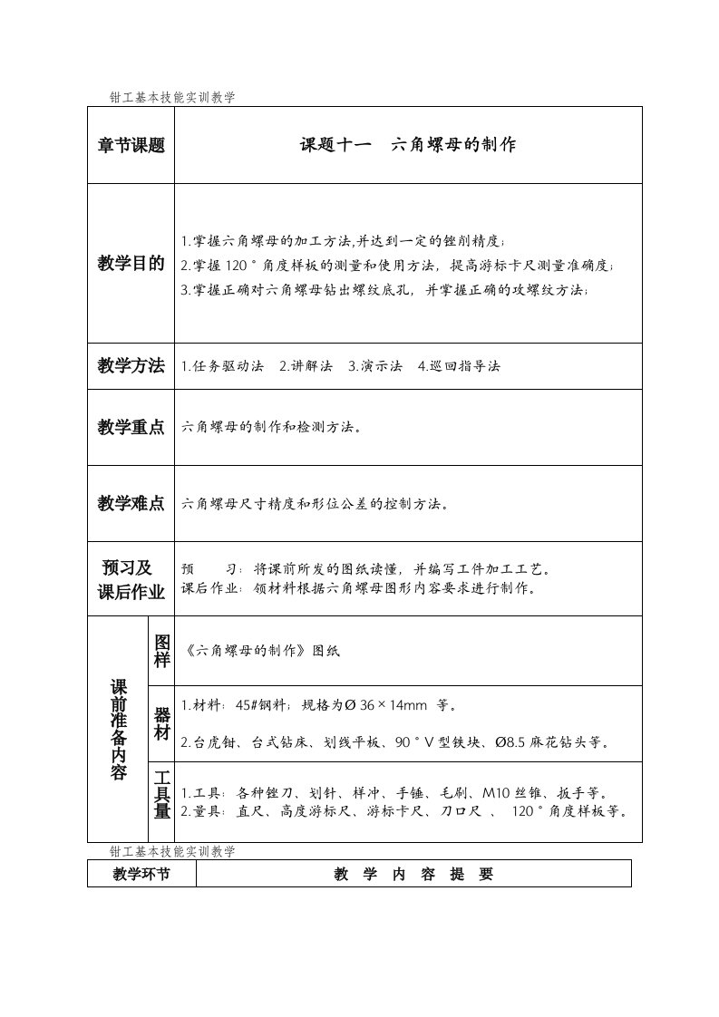 钳工手工制作六角螺母具体[精华]