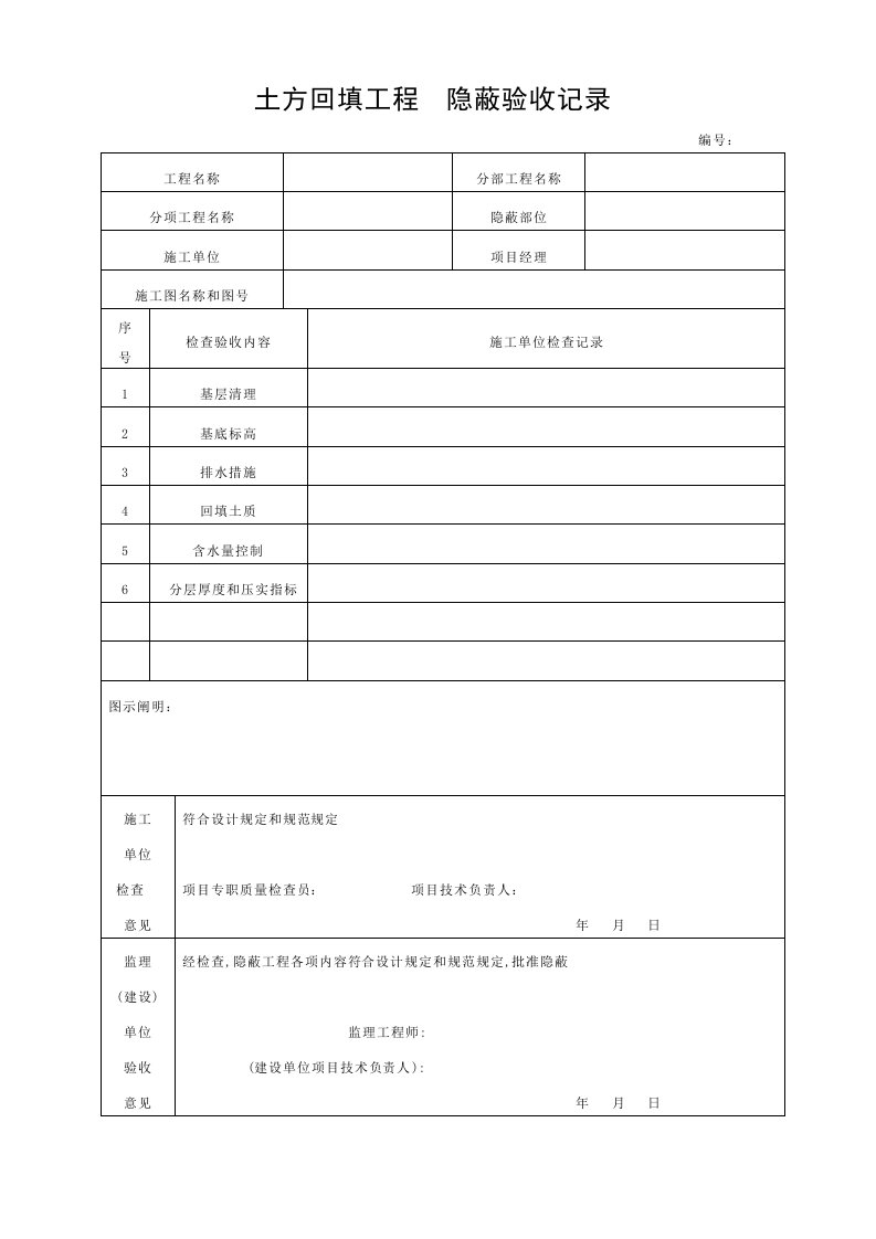 土方回填工程--隐蔽验收记录模板