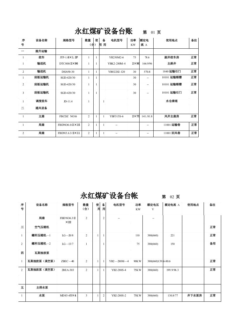 验收设备台账