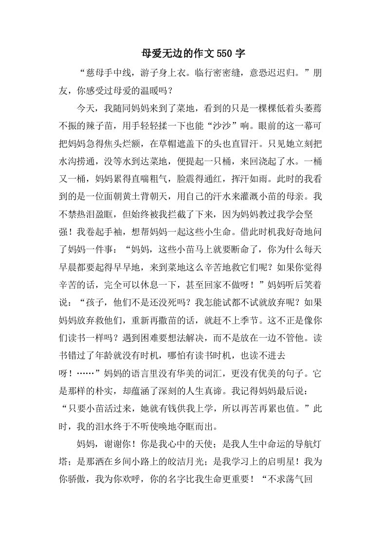 母爱无边的作文550字