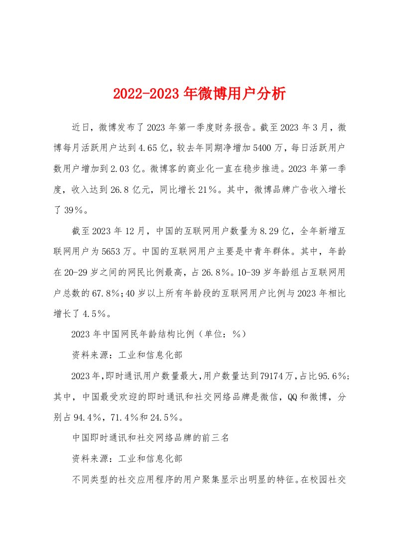 2022-2023年微博用户分析