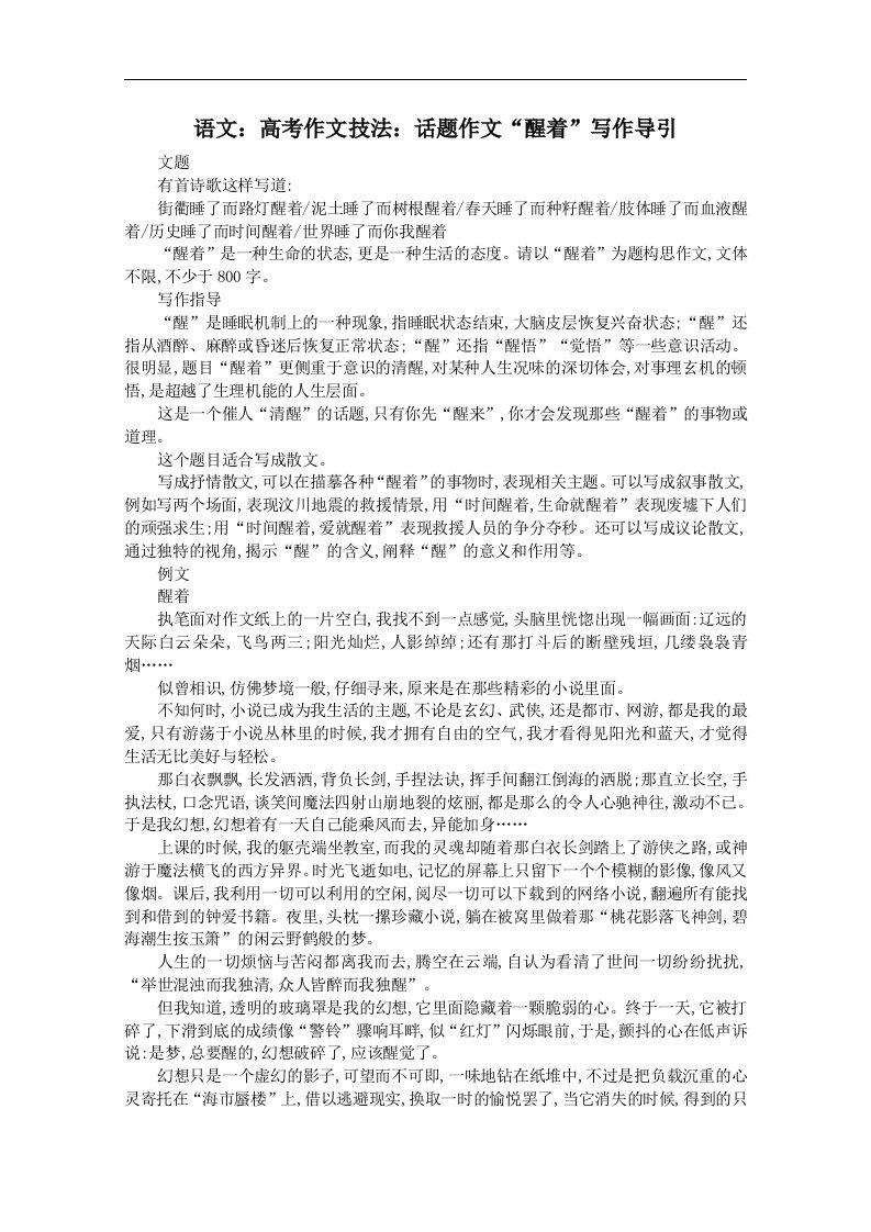 高考作文名师导引及技法指导：话题作文