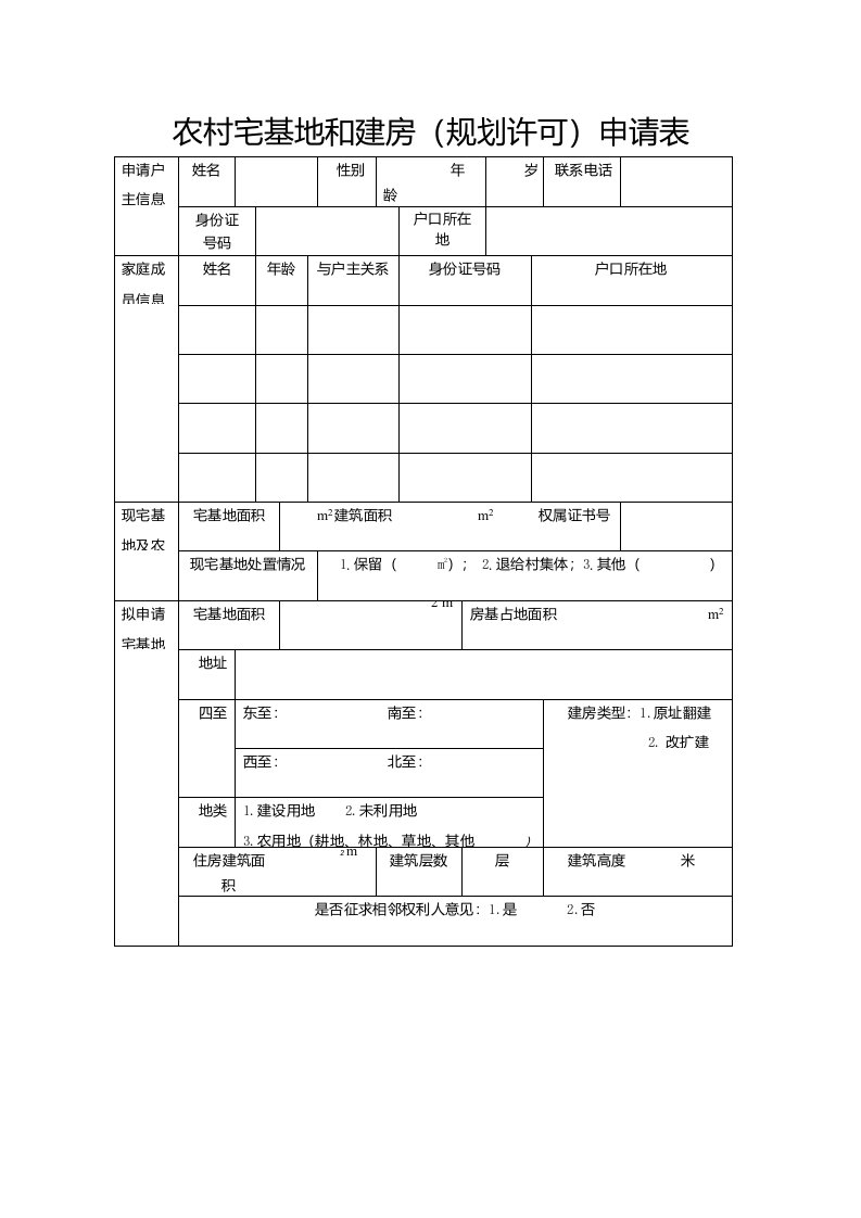 农村宅基地和建房（规划许可）