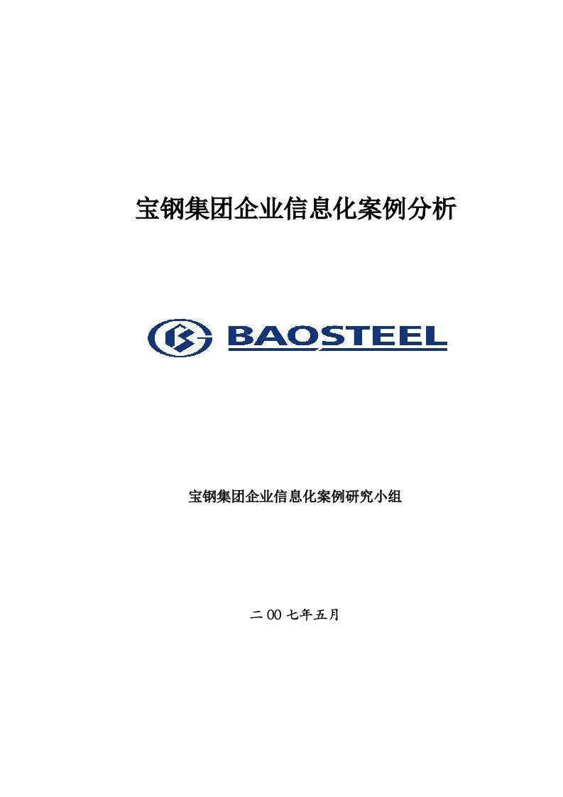 宝钢集团企业信息化案例分析样稿