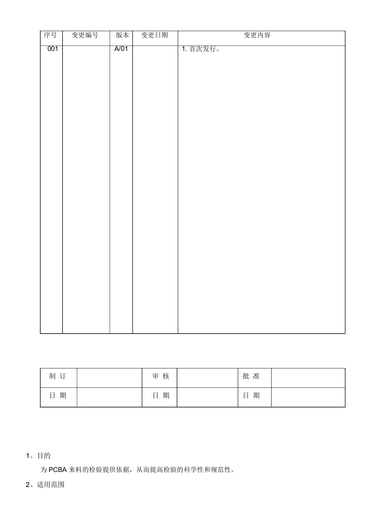 PCBA来料检验规范