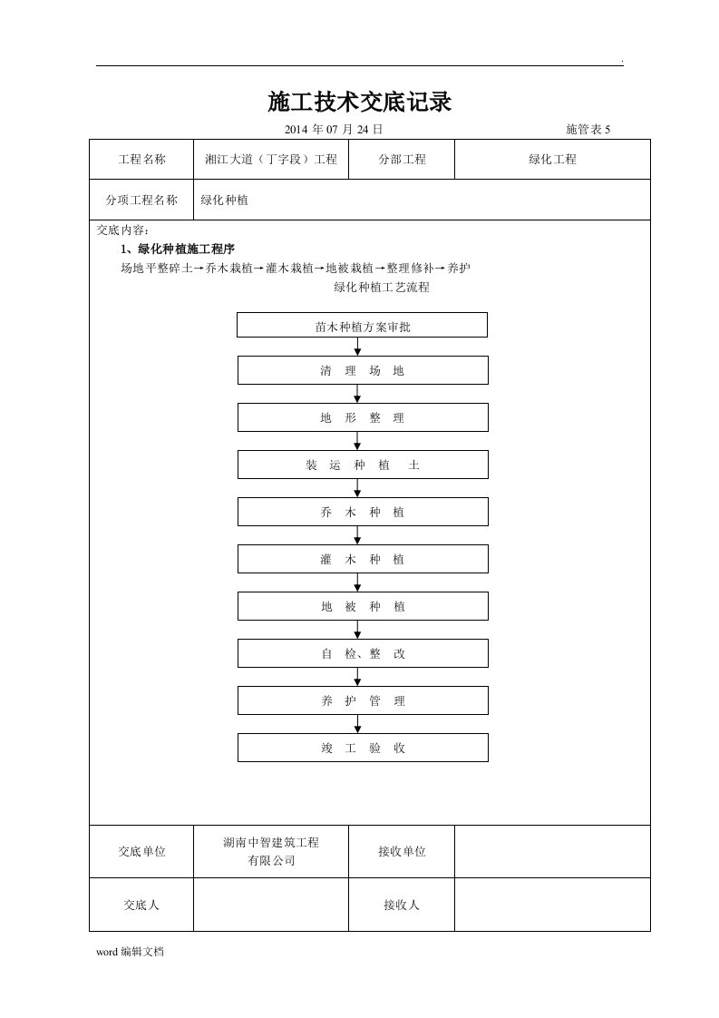 绿化工程施工技术交底