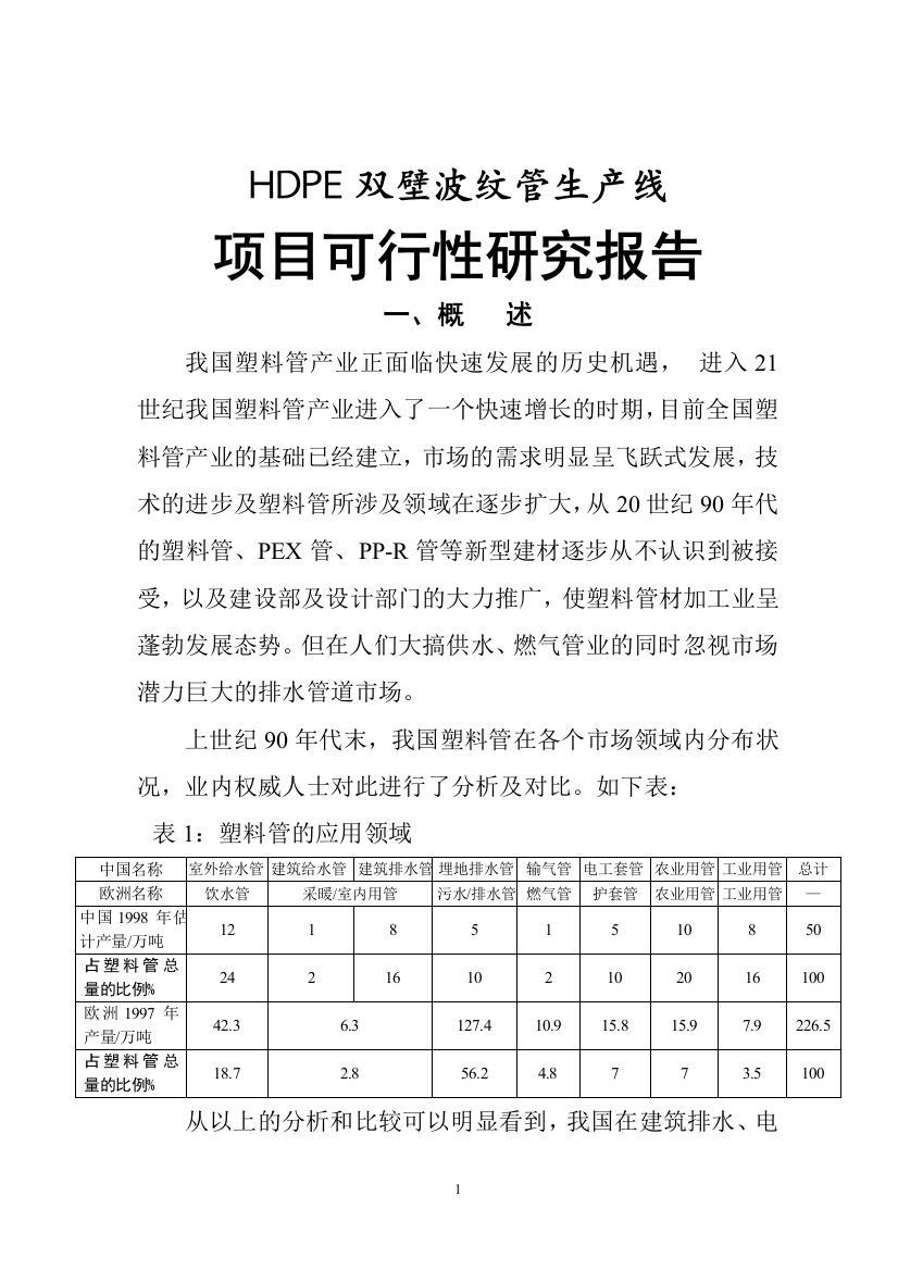 hdpe双壁波纹管生产线建设项目可行性谋划书