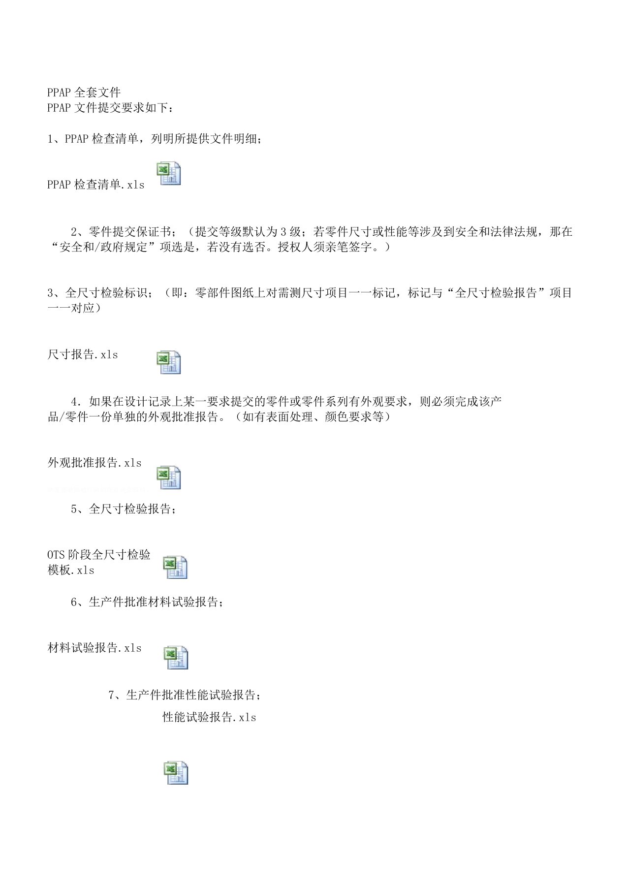 全套PPAP模板及使用说明